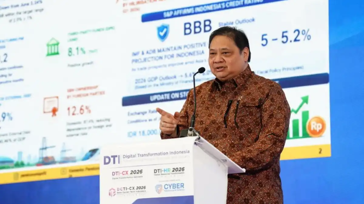 Menko Perekonomian Airlangga Hartarto membuka Digital Transformation Indonesia (DTI) Series 2026 di Jakarta membahas transformasi digital Indonesia.