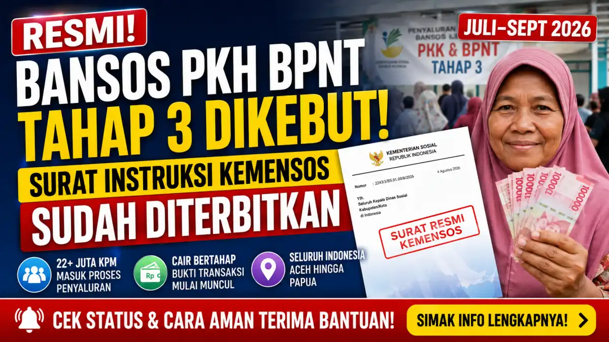 Ilustrasi penyaluran Bansos PKH BPNT Tahap 3 kepada Keluarga Penerima Manfaat (KPM) periode Juli-September 2026.